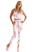 Pink Mottled Print Frill Crop Top and Pant Set